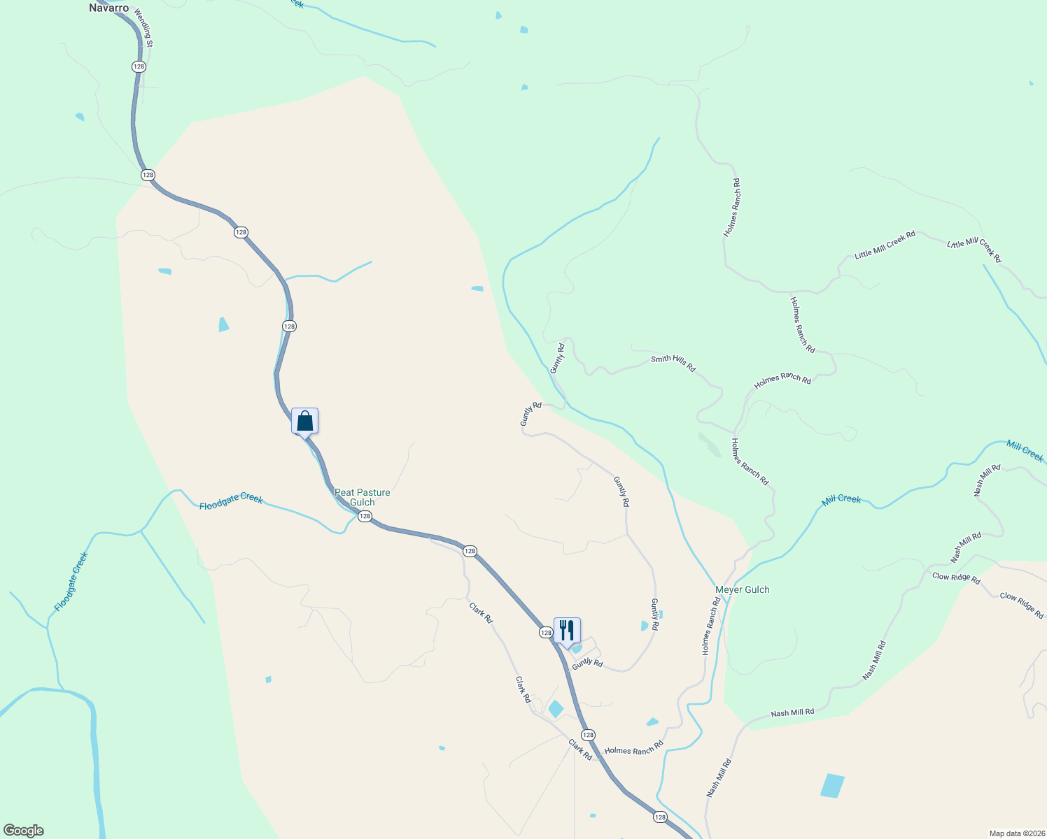 map of restaurants, bars, coffee shops, grocery stores, and more near 1330-1356 Guntly Road in Philo