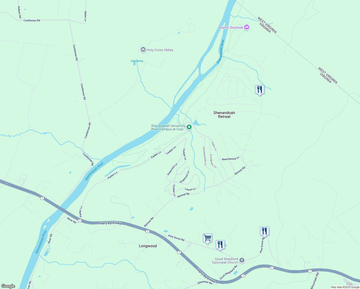 map of restaurants, bars, coffee shops, grocery stores, and more near 17579 Raven Rocks Road in Bluemont