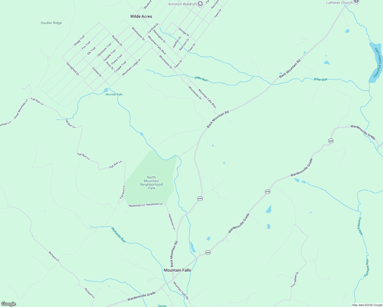map of restaurants, bars, coffee shops, grocery stores, and more near 4652 Back Mountain Road in Winchester