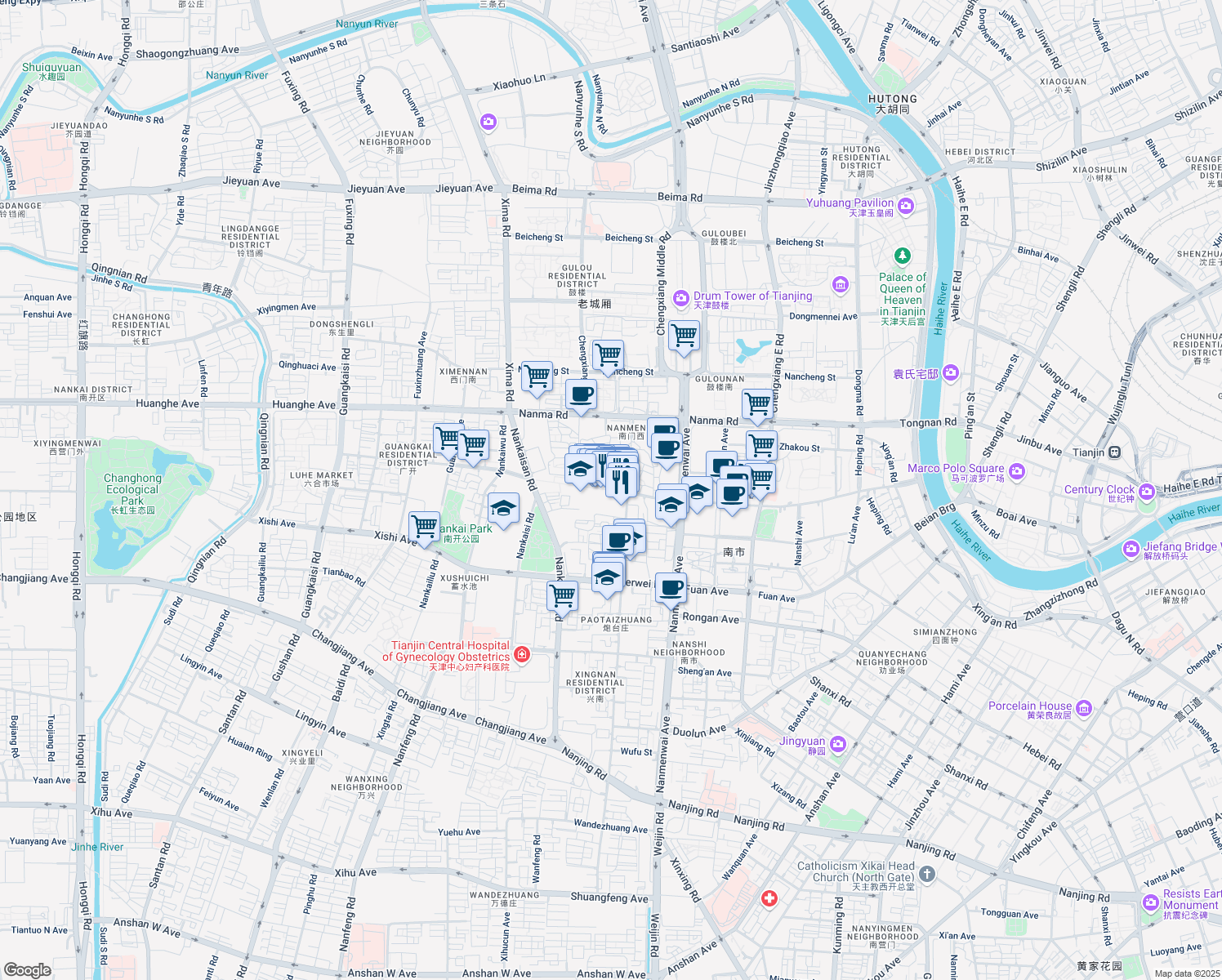 map of restaurants, bars, coffee shops, grocery stores, and more near in 