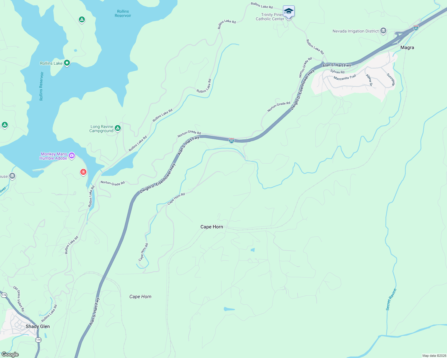 map of restaurants, bars, coffee shops, grocery stores, and more near 330 Cape Horn Road East in Colfax