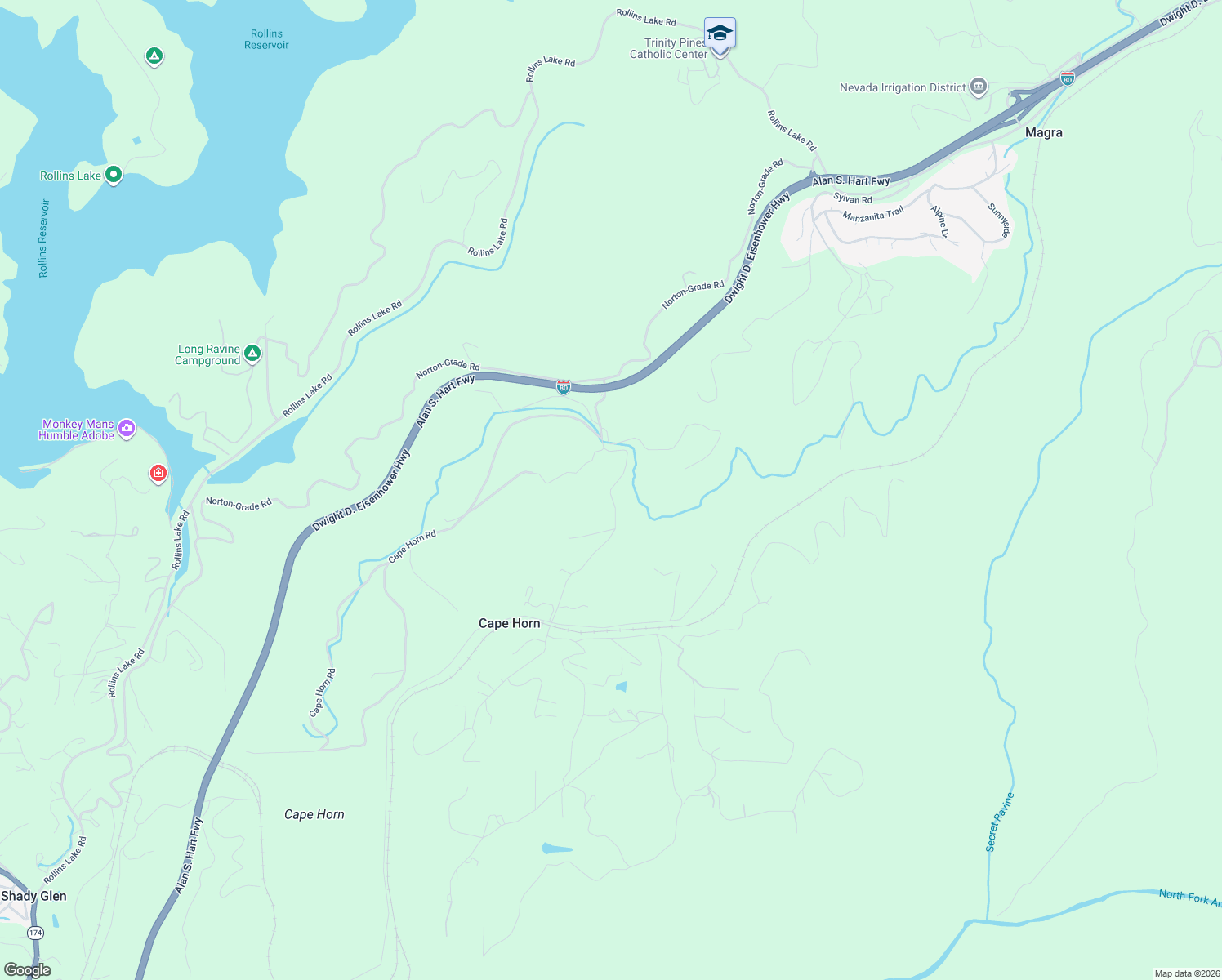 map of restaurants, bars, coffee shops, grocery stores, and more near 330 Cape Horn Road East in Colfax