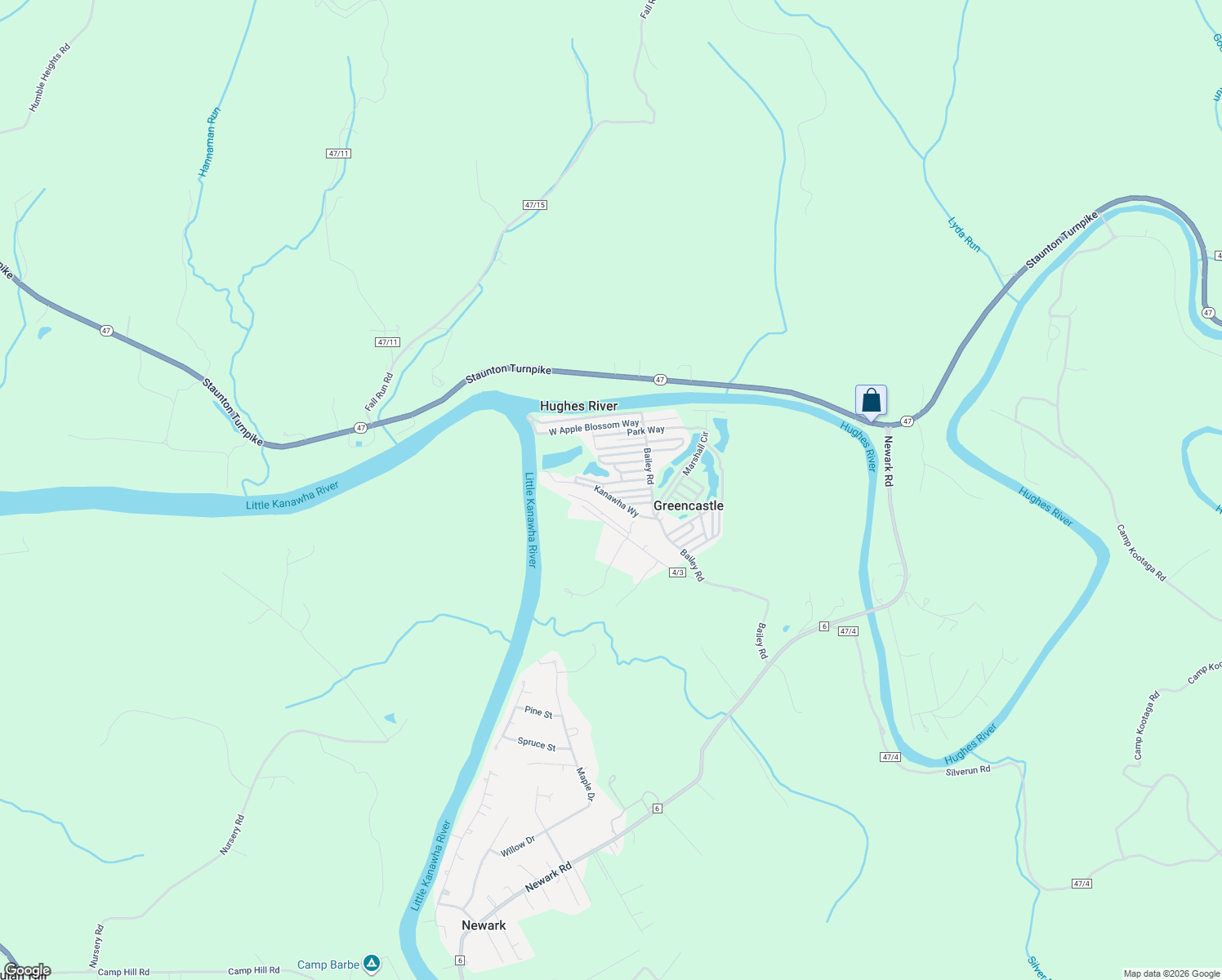 map of restaurants, bars, coffee shops, grocery stores, and more near 172 Little Kanawha Way in Elizabeth