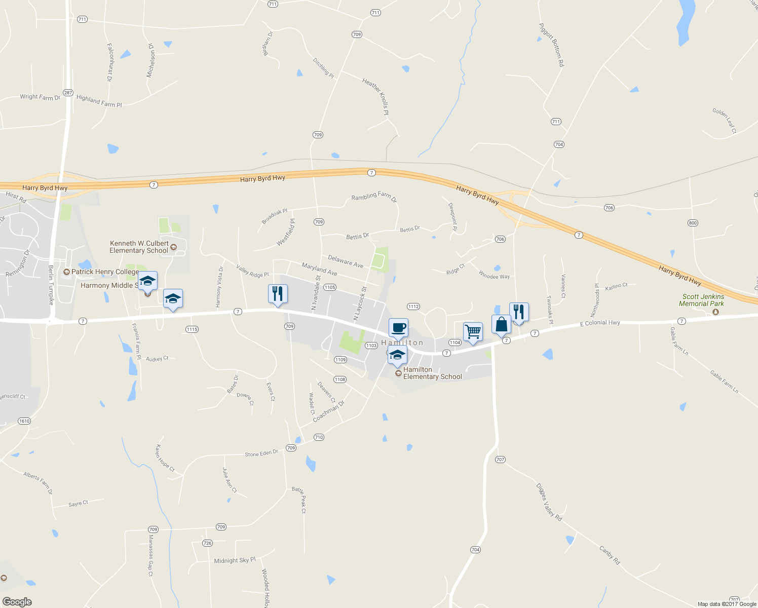 map of restaurants, bars, coffee shops, grocery stores, and more near 11 Ladysmith Court in Hamilton