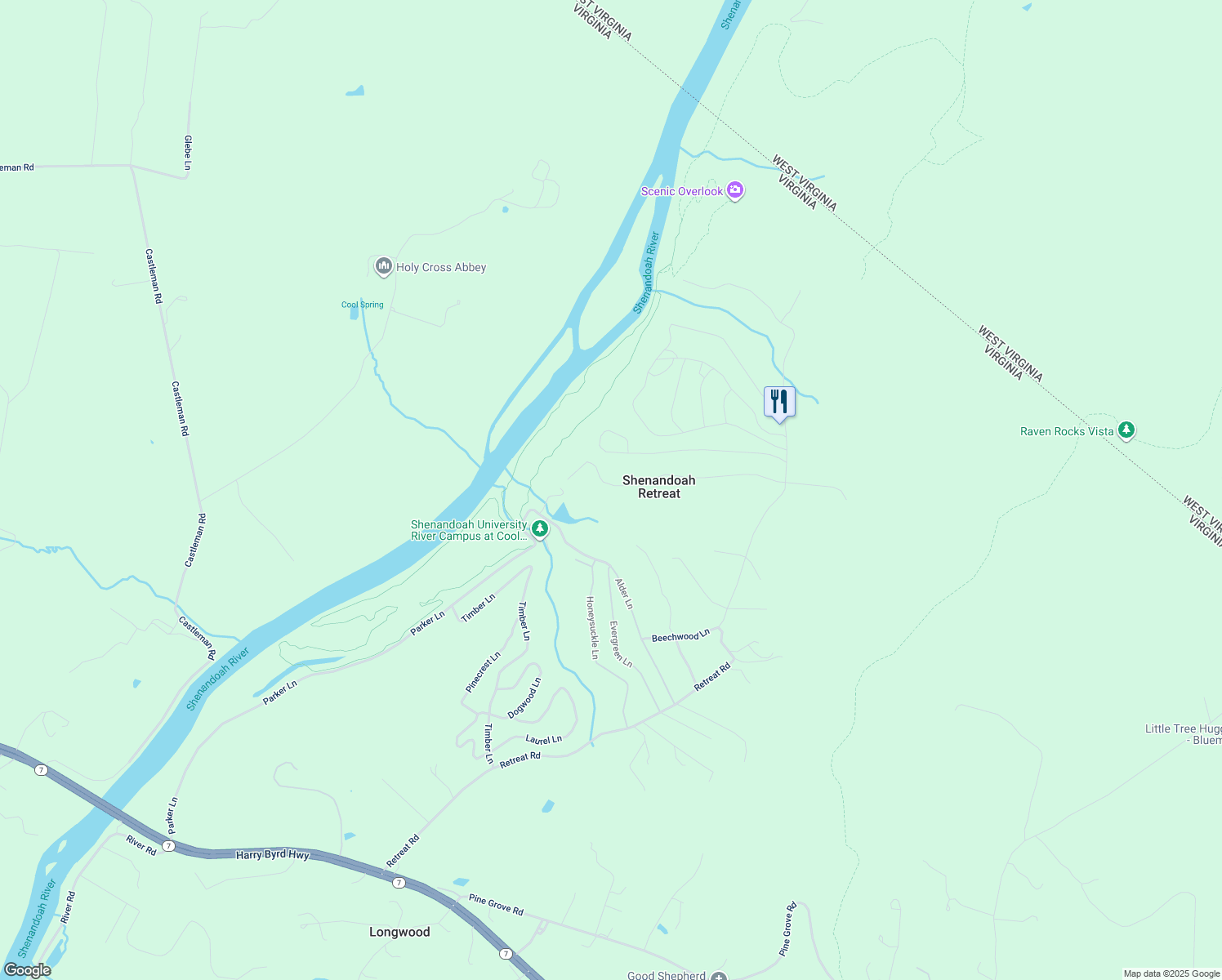 map of restaurants, bars, coffee shops, grocery stores, and more near 789 Hemlock Lane in Bluemont