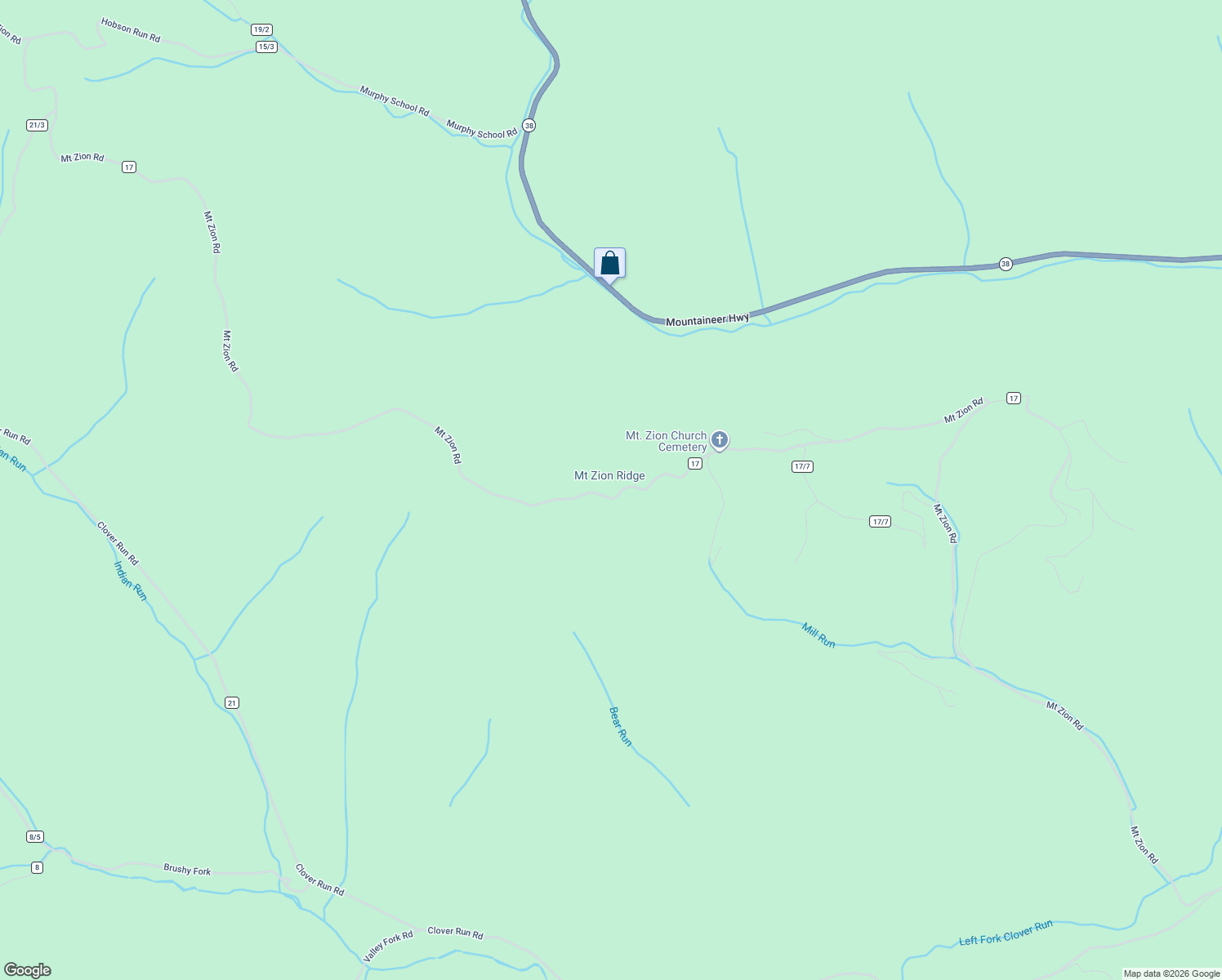 map of restaurants, bars, coffee shops, grocery stores, and more near 3100 Mount Zion Road in Parsons
