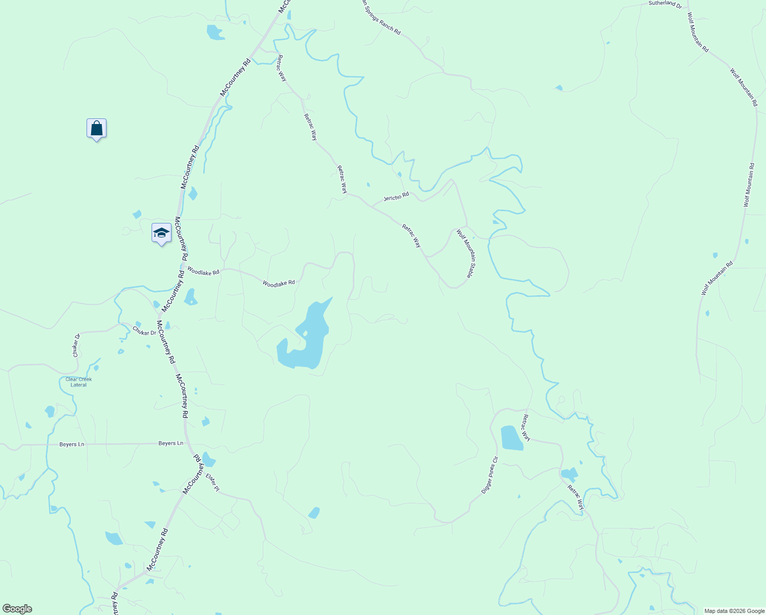 map of restaurants, bars, coffee shops, grocery stores, and more near 12920 Woodlake Road in Grass Valley