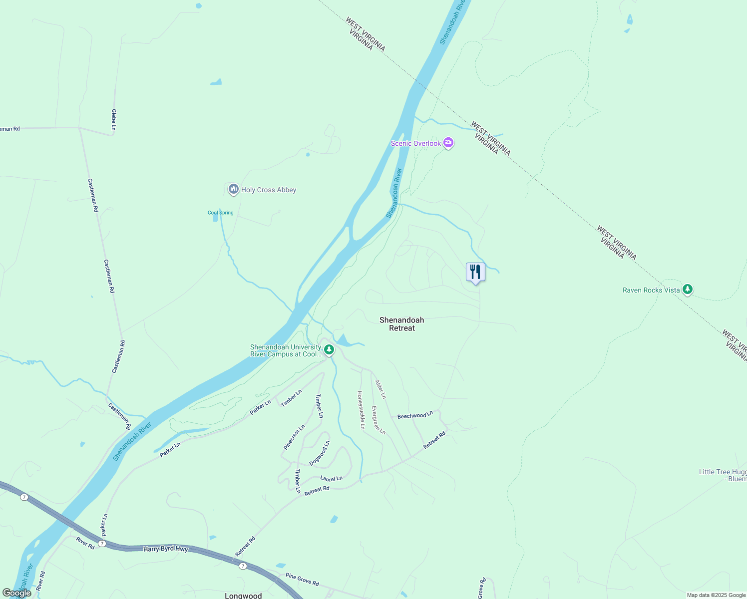 map of restaurants, bars, coffee shops, grocery stores, and more near 332 Hemlock Lane in Bluemont