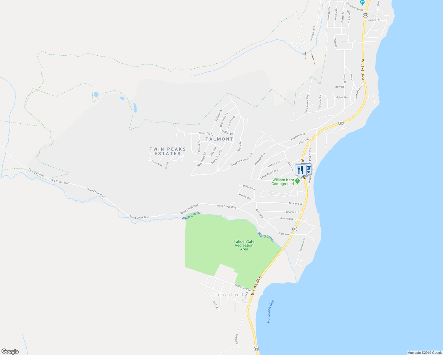 map of restaurants, bars, coffee shops, grocery stores, and more near 1815 Tahoe Park Heights Drive in Tahoe City