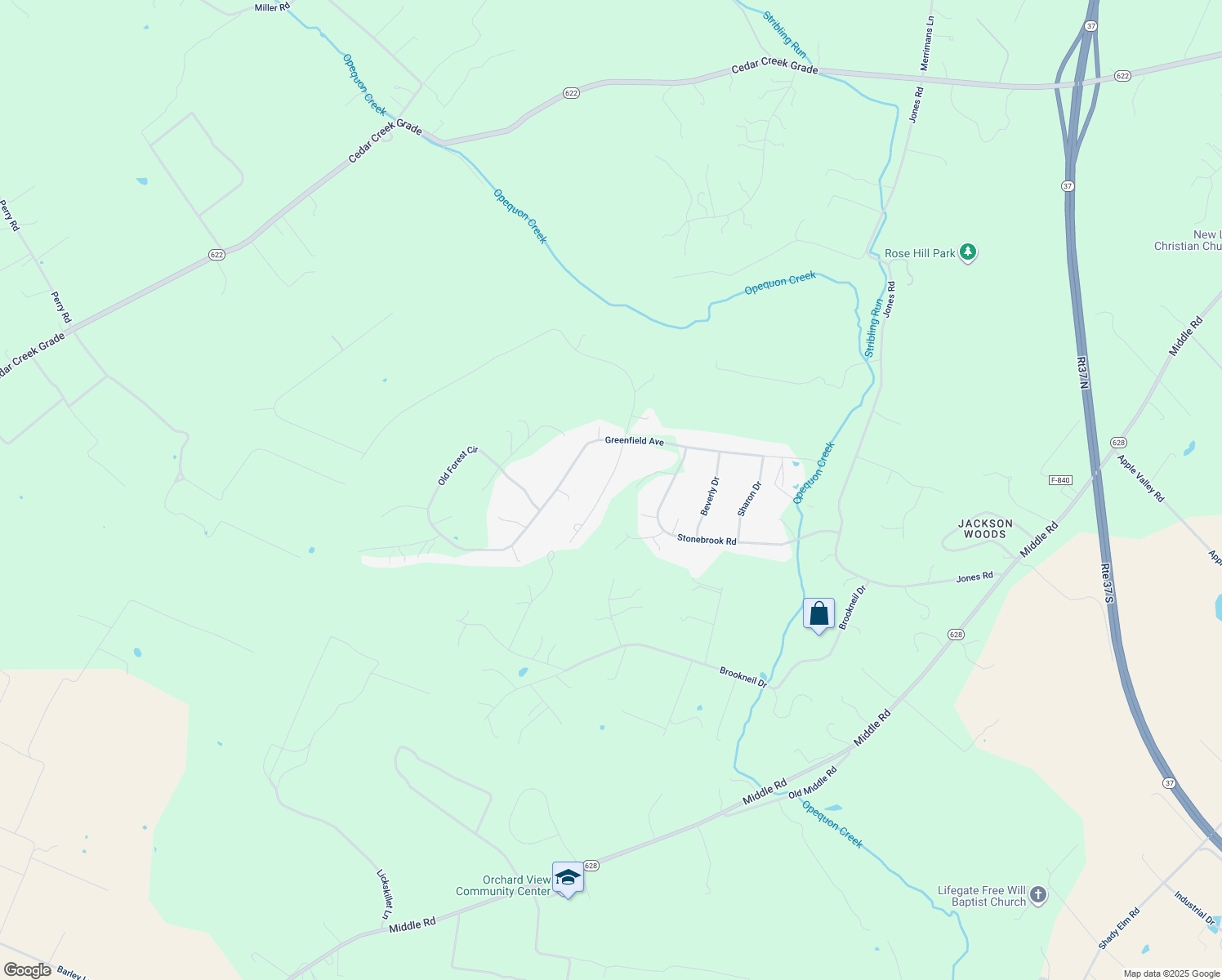 map of restaurants, bars, coffee shops, grocery stores, and more near 109 Forest Ridge Road in Winchester