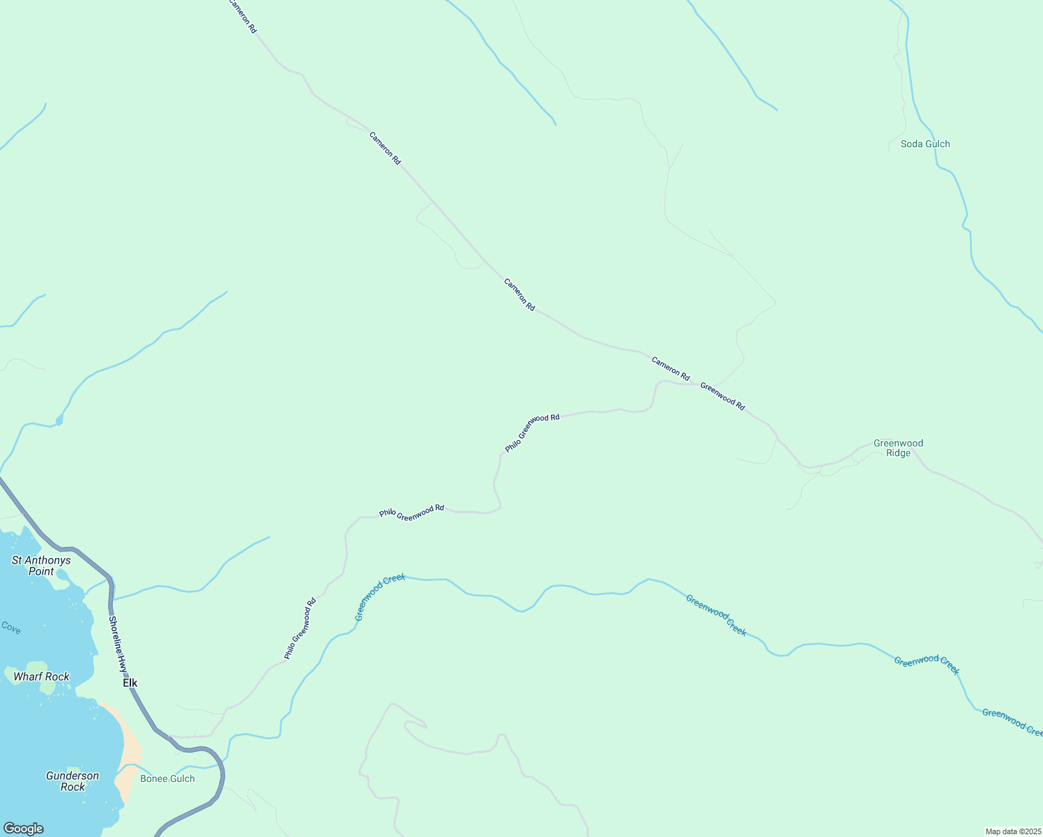 map of restaurants, bars, coffee shops, grocery stores, and more near 34100 Philo Greenwood Road in Elk