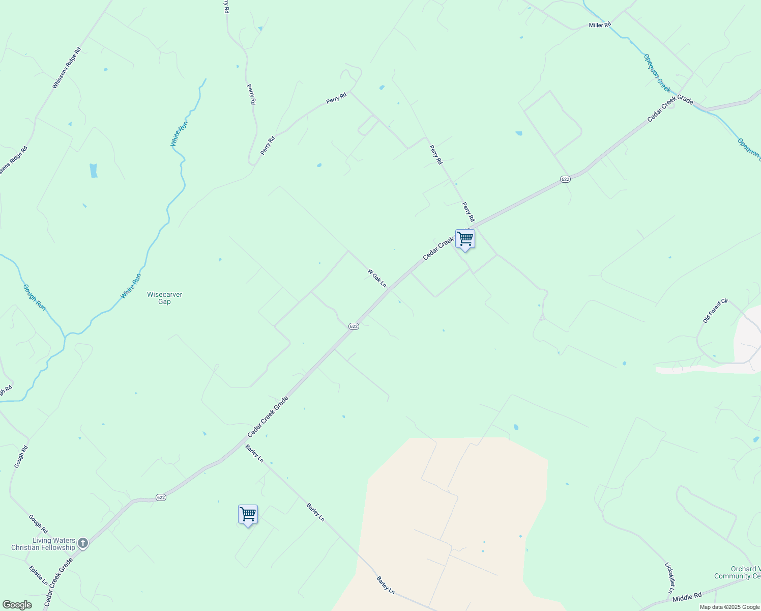map of restaurants, bars, coffee shops, grocery stores, and more near 3251 Cedar Creek Grade in Winchester