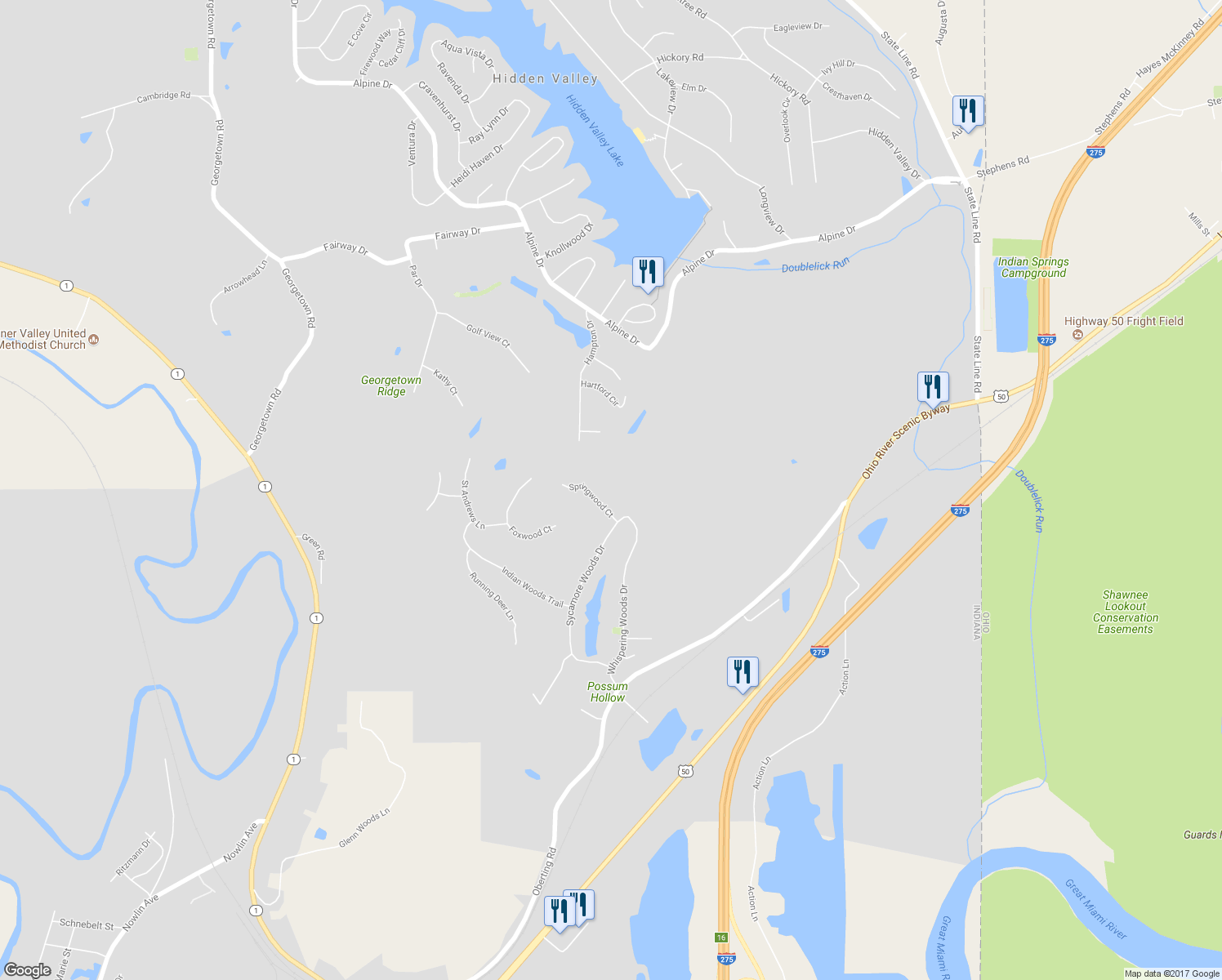 map of restaurants, bars, coffee shops, grocery stores, and more near 1048 Springwood Court in Greendale