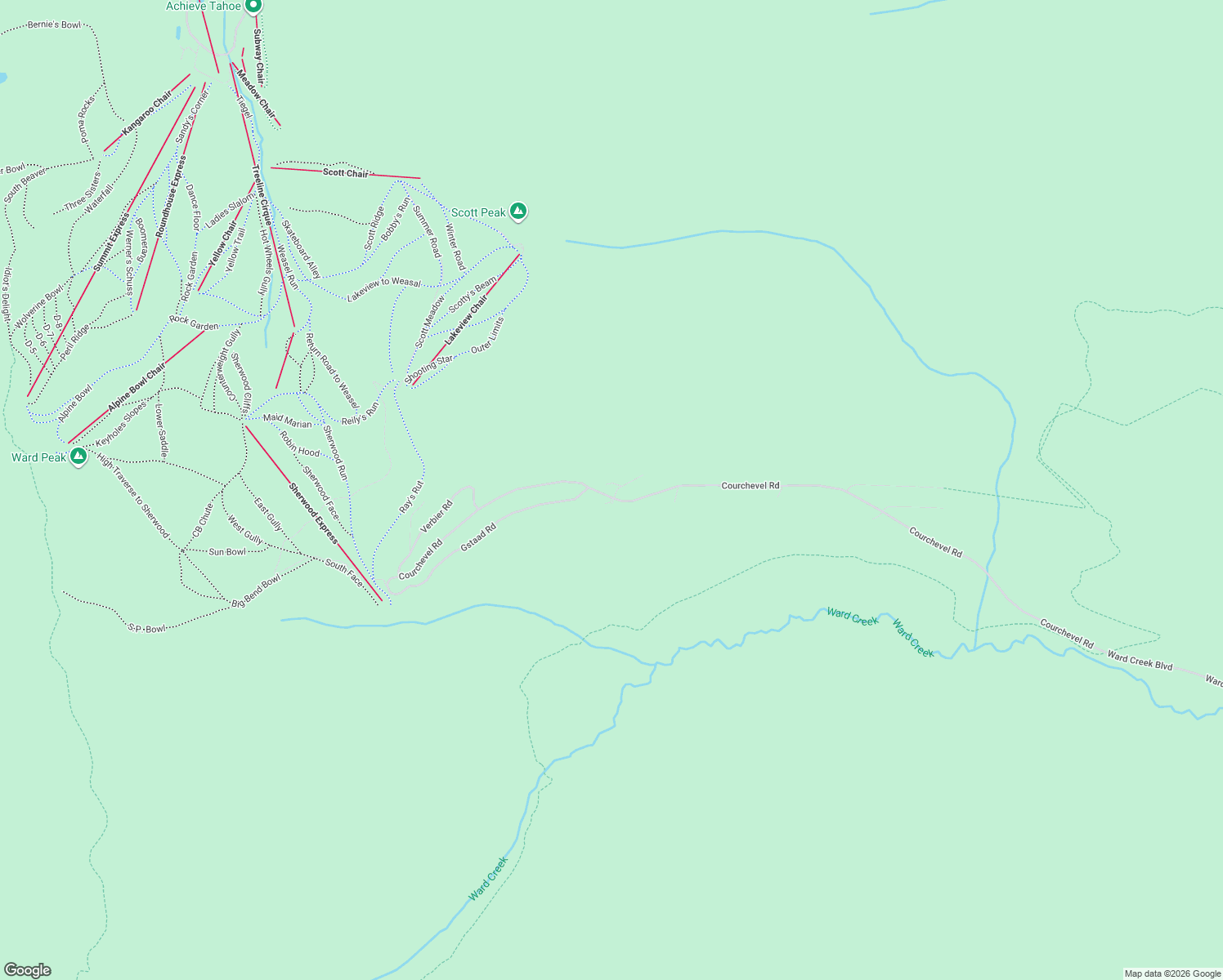 map of restaurants, bars, coffee shops, grocery stores, and more near 4050 Courchevel Road in Tahoe City
