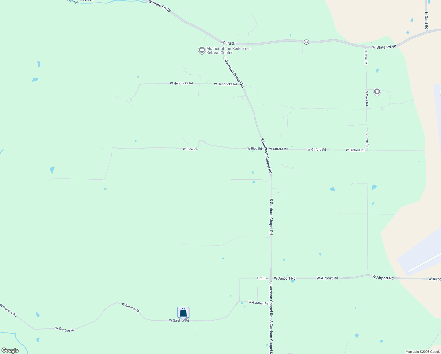 map of restaurants, bars, coffee shops, grocery stores, and more near 1796 South Garrison Chapel Road in Bloomington