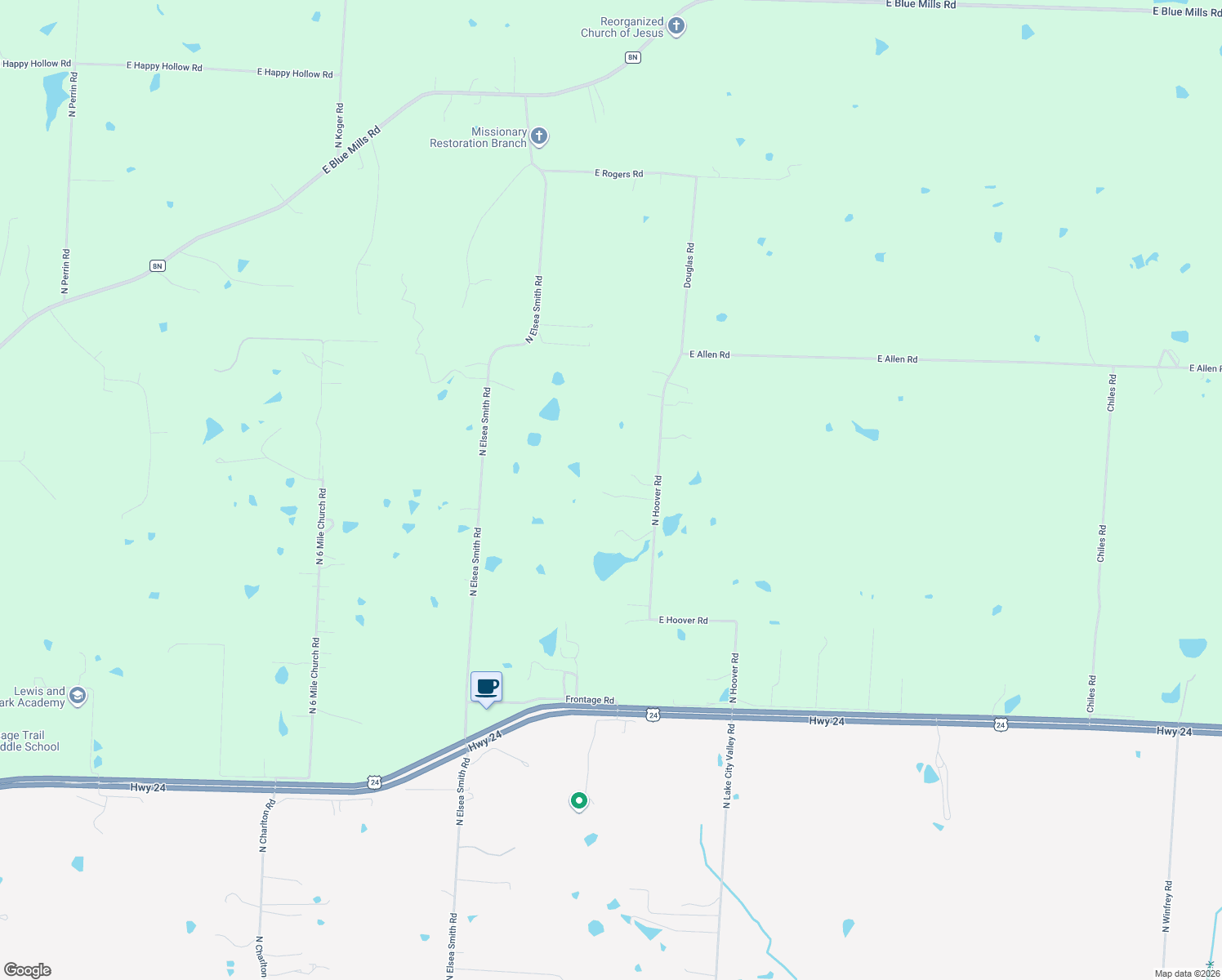 map of restaurants, bars, coffee shops, grocery stores, and more near 2618 N Hoover Rd in Buckner