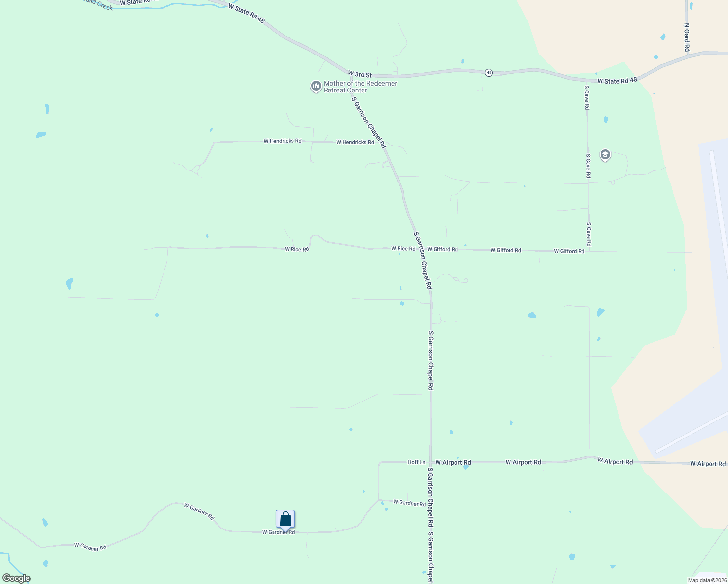 map of restaurants, bars, coffee shops, grocery stores, and more near 1760 South Garrison Chapel Road in Bloomington