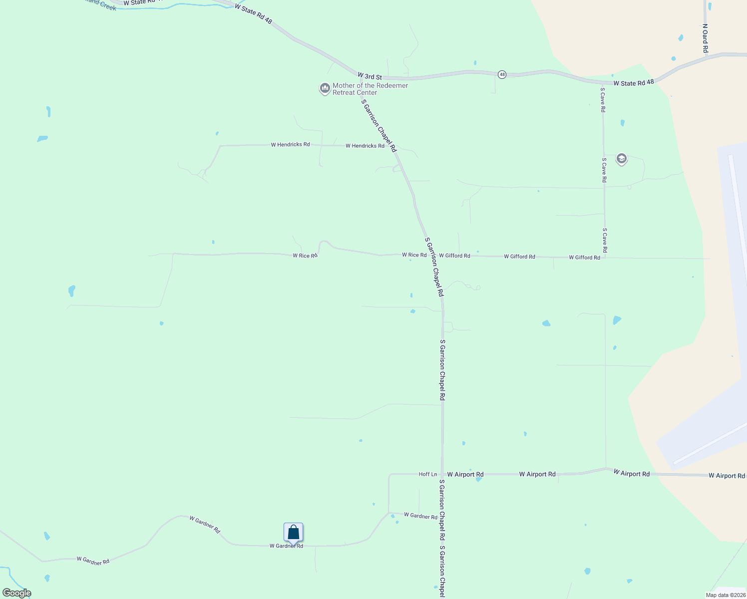 map of restaurants, bars, coffee shops, grocery stores, and more near 1760 South Garrison Chapel Road in Bloomington