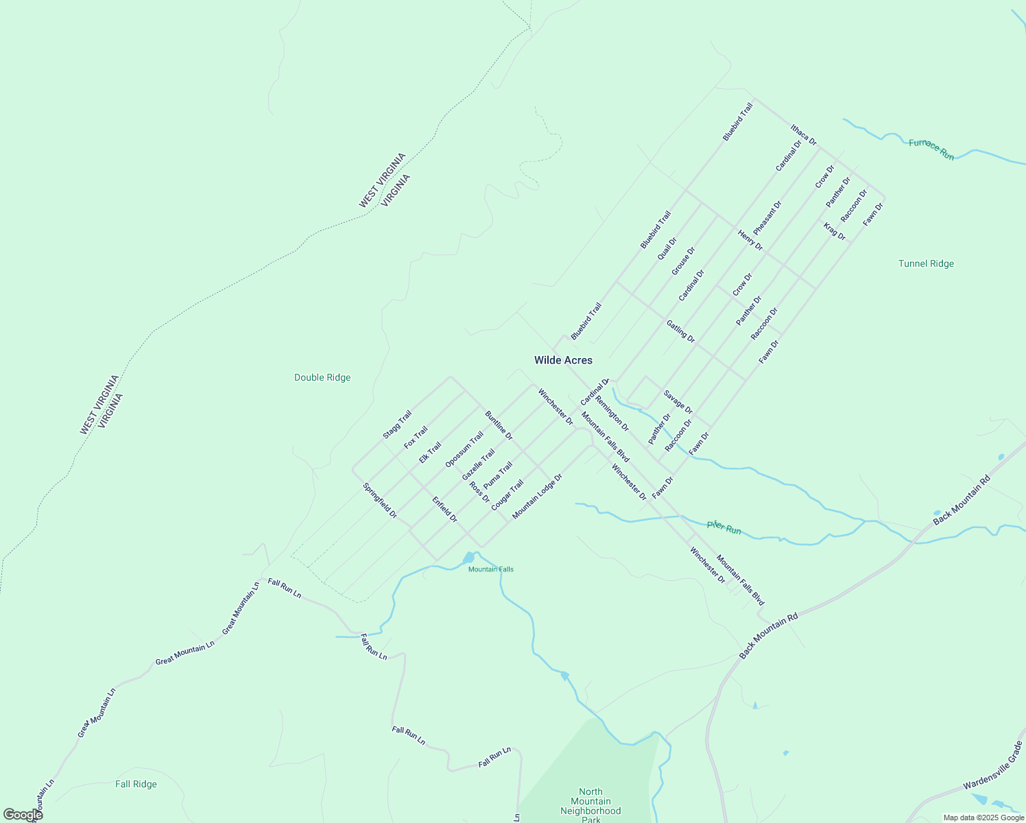 map of restaurants, bars, coffee shops, grocery stores, and more near 115 Opossum Trail in Winchester