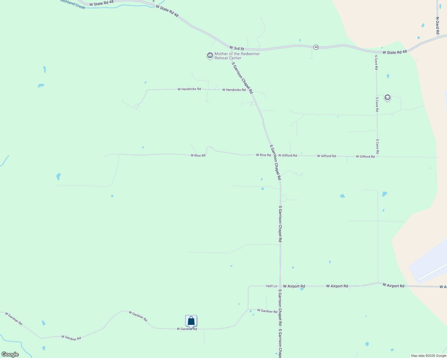 map of restaurants, bars, coffee shops, grocery stores, and more near 1796 South Garrison Chapel Road in Bloomington