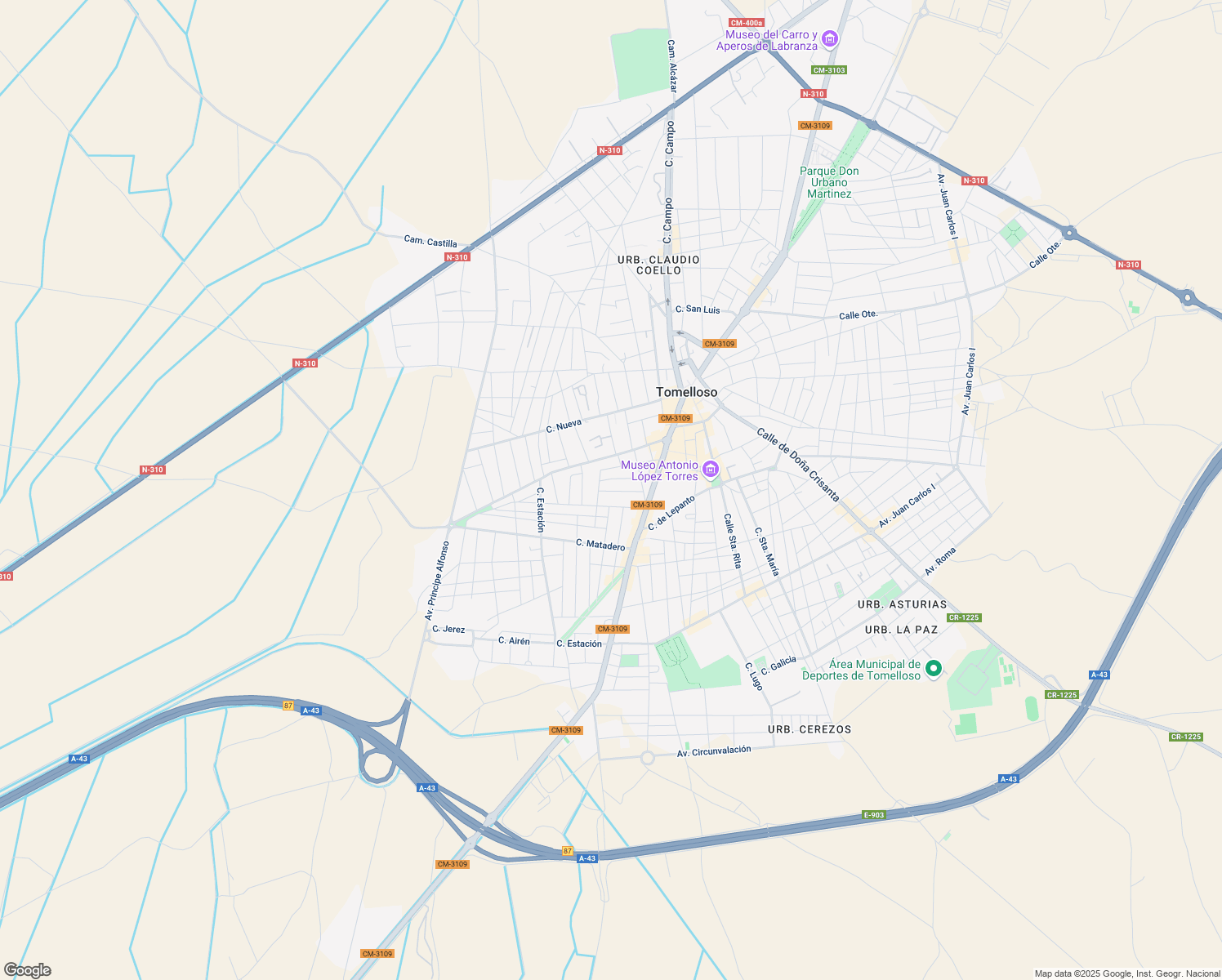 map of restaurants, bars, coffee shops, grocery stores, and more near 22 Calle Noguera in Tomelloso