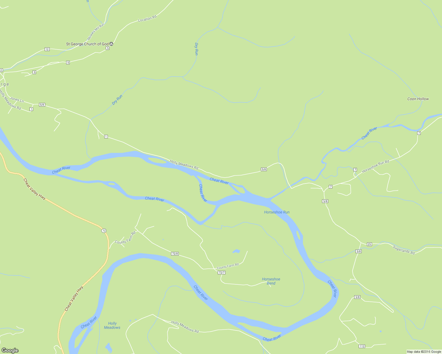 map of restaurants, bars, coffee shops, grocery stores, and more near Holly Meadows Road in Parsons