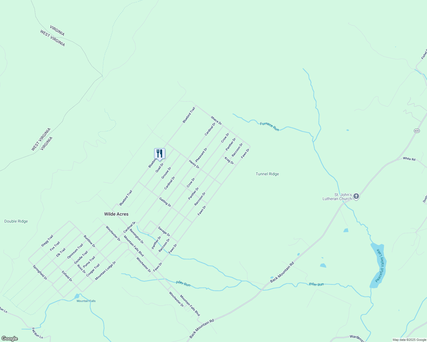map of restaurants, bars, coffee shops, grocery stores, and more near 706 Panther Drive in Winchester