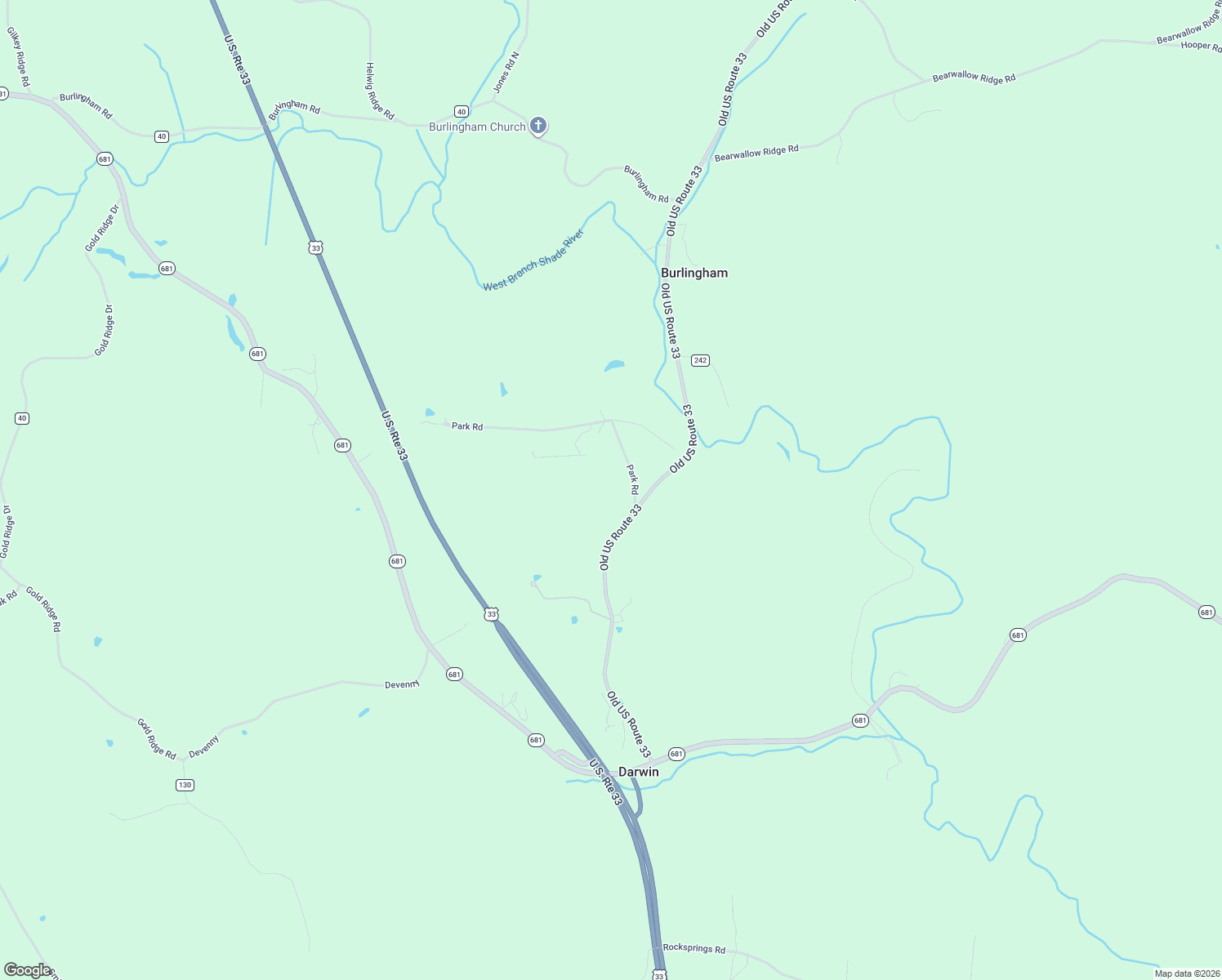 map of restaurants, bars, coffee shops, grocery stores, and more near 40943 Park Road in Shade