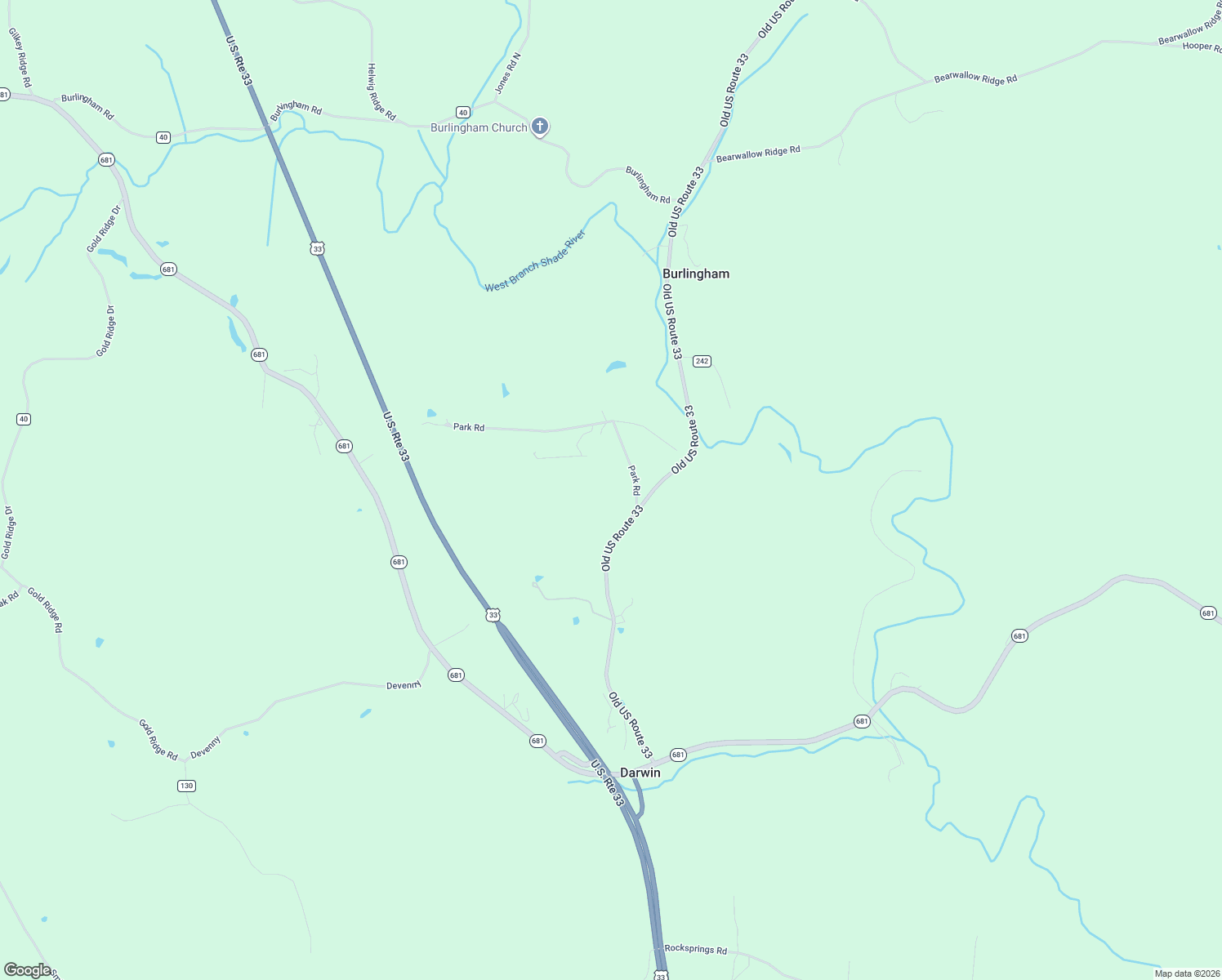 map of restaurants, bars, coffee shops, grocery stores, and more near 40943 Park Road in Shade