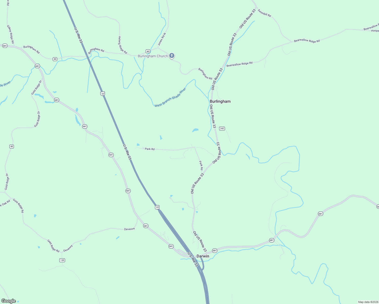 map of restaurants, bars, coffee shops, grocery stores, and more near 40779-41057 Park Road in Shade