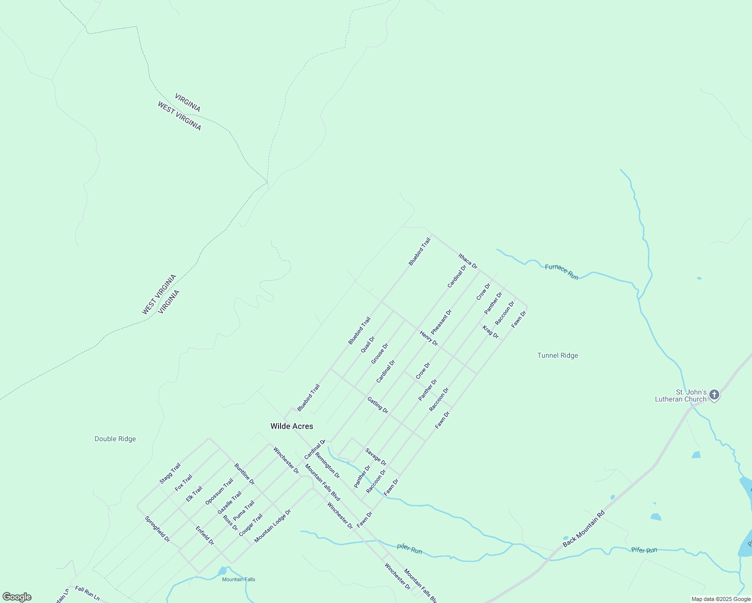 map of restaurants, bars, coffee shops, grocery stores, and more near 553 Bluebird Trail in Winchester