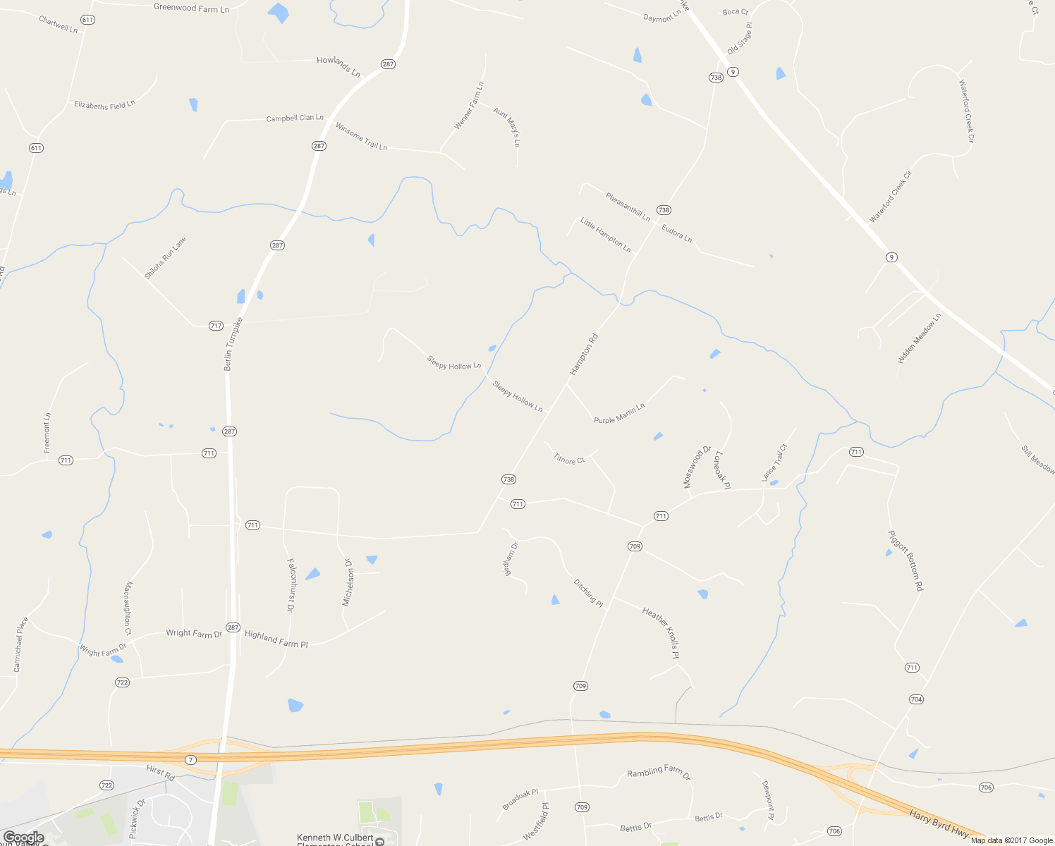 map of restaurants, bars, coffee shops, grocery stores, and more near 16521 Hampton Road in Hamilton