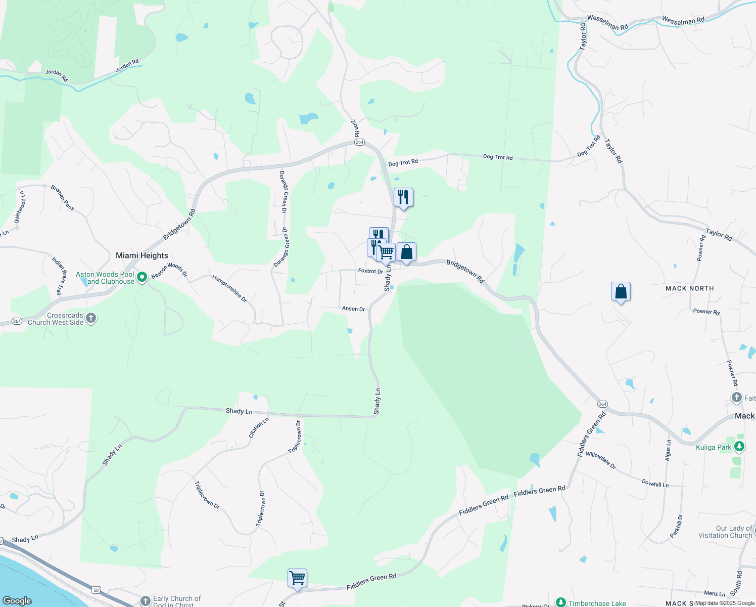 map of restaurants, bars, coffee shops, grocery stores, and more near 3718 Shady Lane in North Bend
