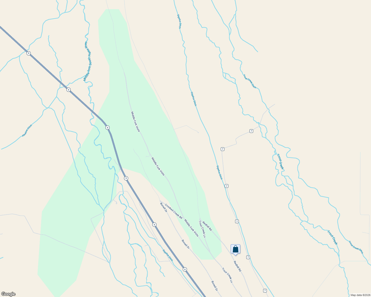 map of restaurants, bars, coffee shops, grocery stores, and more near 2028 Redhill Road in Fairplay