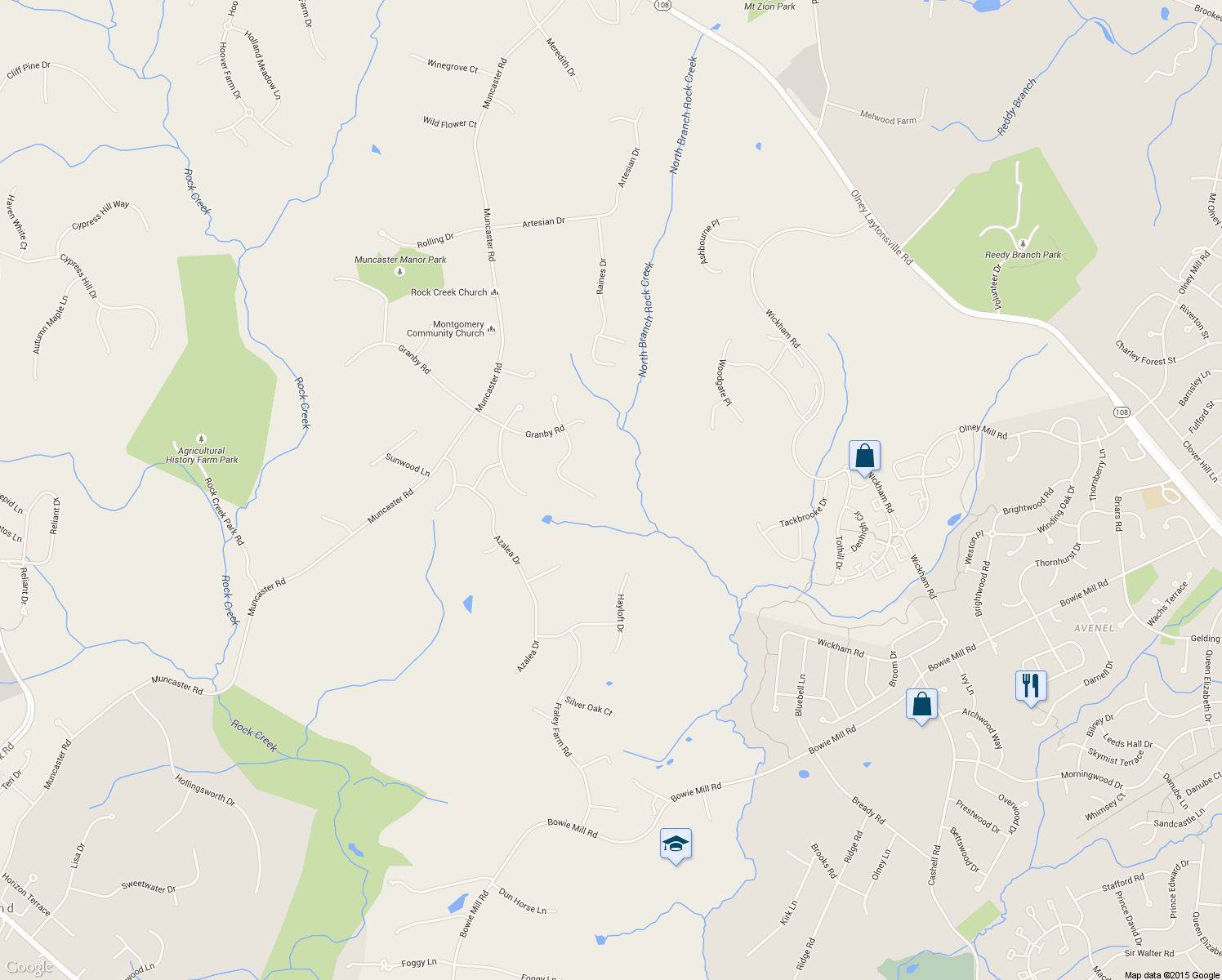 map of restaurants, bars, coffee shops, grocery stores, and more near 18701 Shremor Drive in Rockville