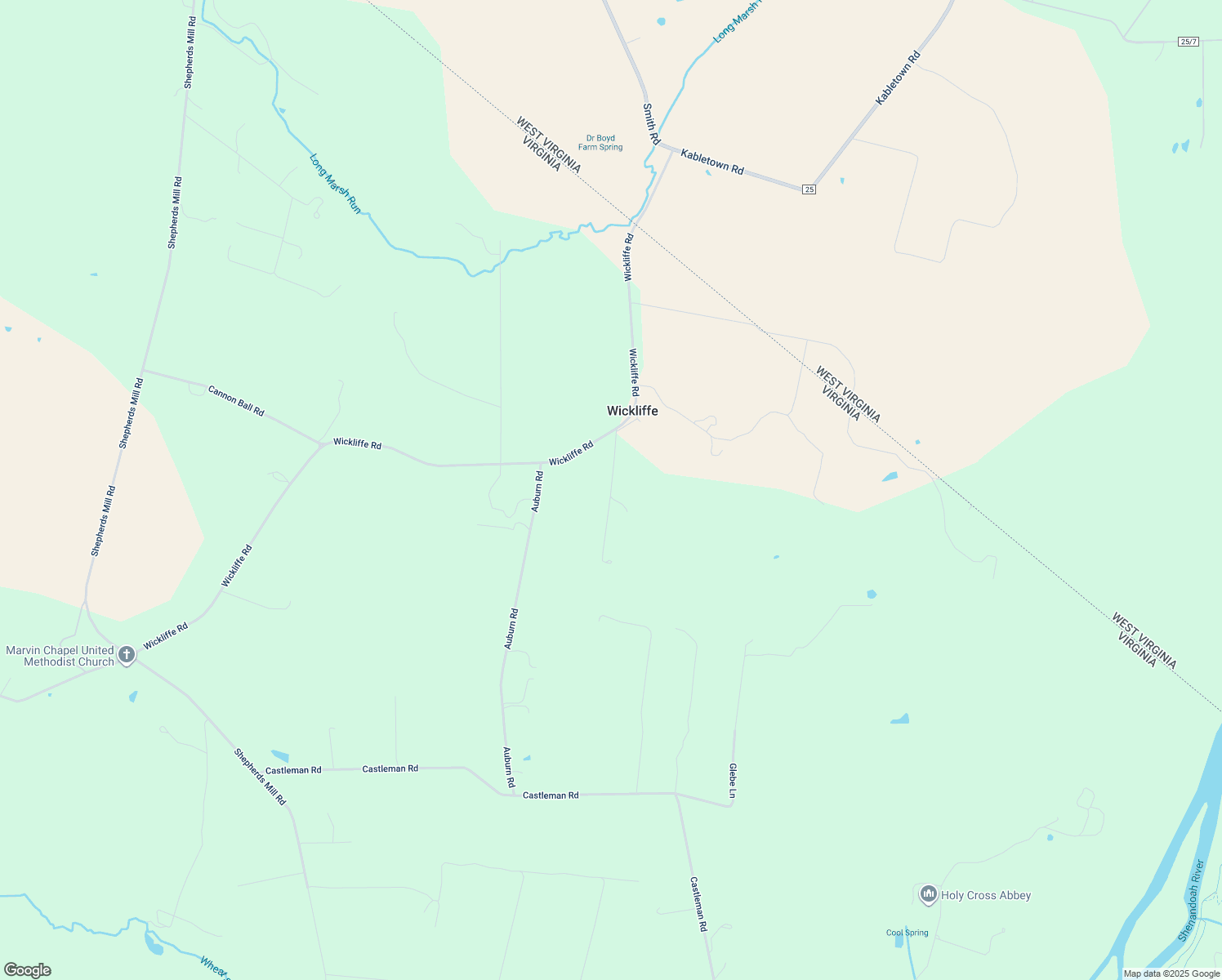 map of restaurants, bars, coffee shops, grocery stores, and more near Pleasant Lane in Berryville