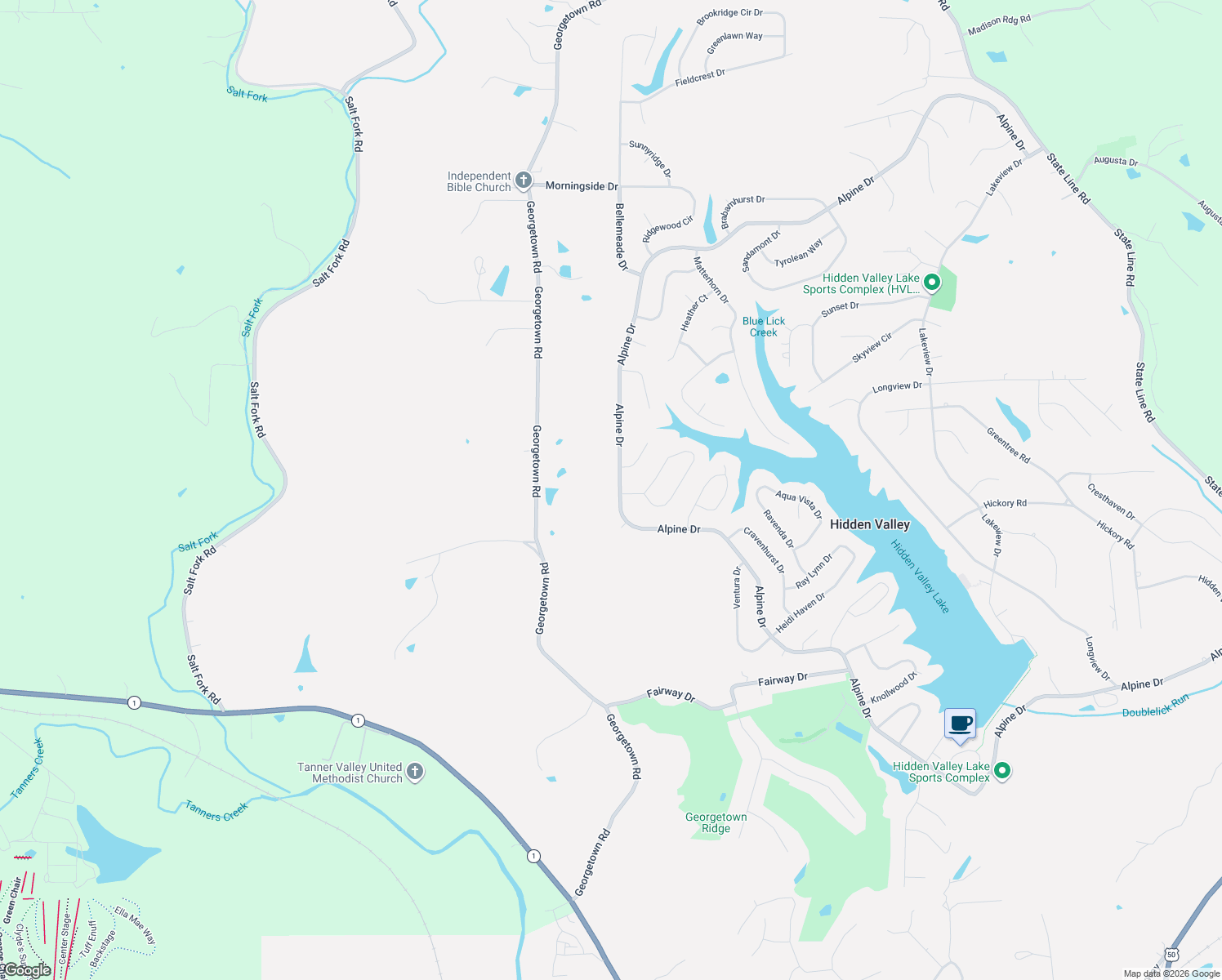 map of restaurants, bars, coffee shops, grocery stores, and more near 20215 Alpine Drive in Lawrenceburg