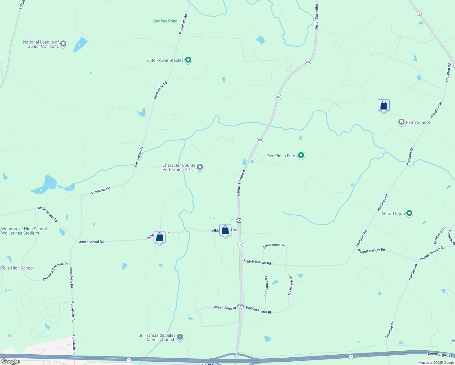map of restaurants, bars, coffee shops, grocery stores, and more near 37905 Baker Mill Road in Purcellville