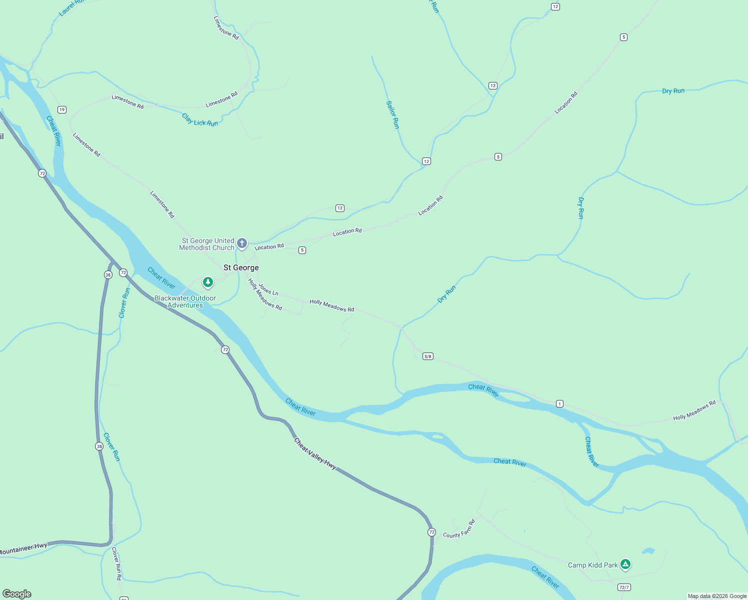 map of restaurants, bars, coffee shops, grocery stores, and more near Holly Meadows Road in Parsons
