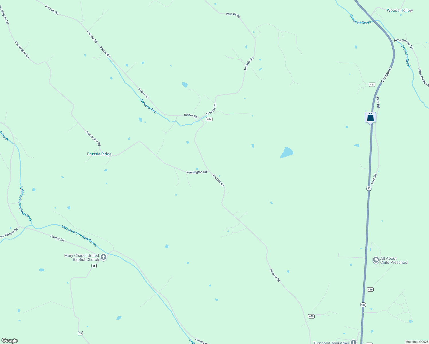 map of restaurants, bars, coffee shops, grocery stores, and more near 2000 Prussia Road in Waverly