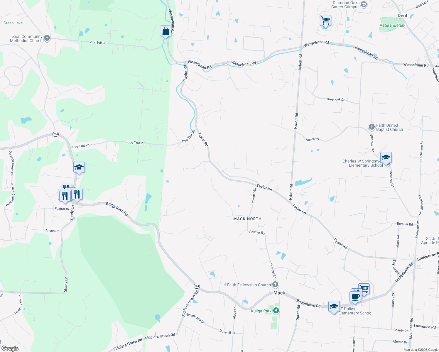 map of restaurants, bars, coffee shops, grocery stores, and more near 6909 Taylor Road in Cincinnati