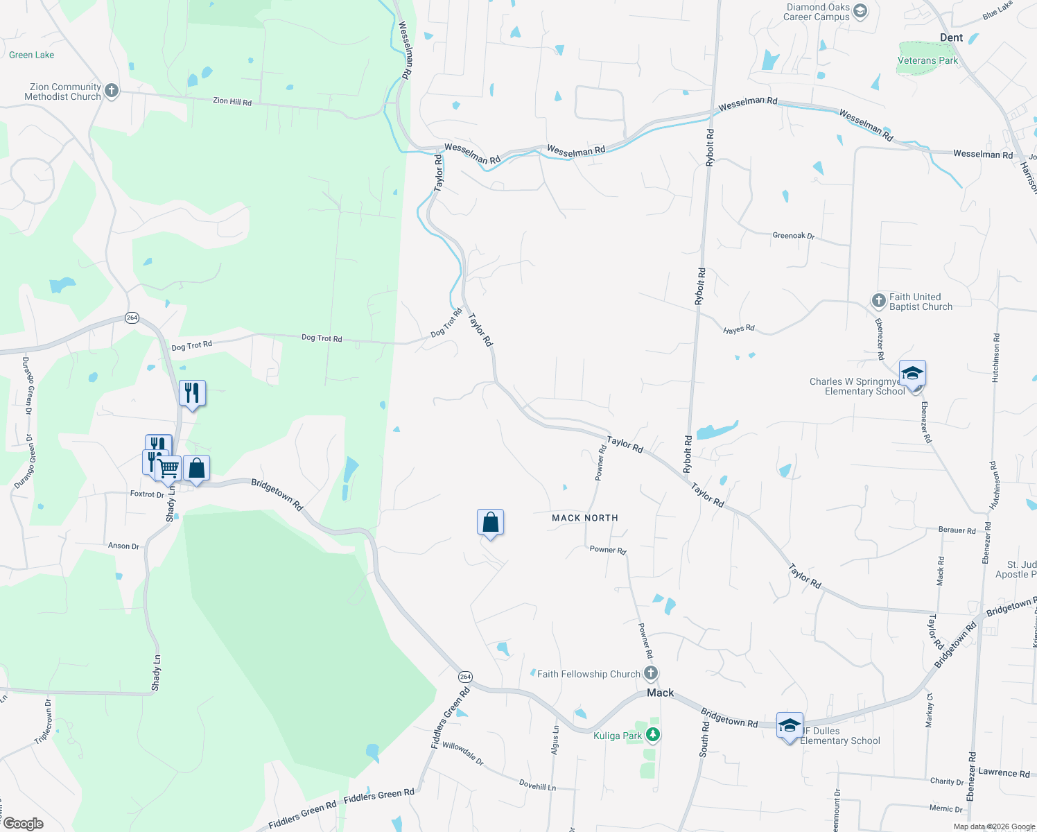 map of restaurants, bars, coffee shops, grocery stores, and more near 6909 Taylor Road in Cincinnati