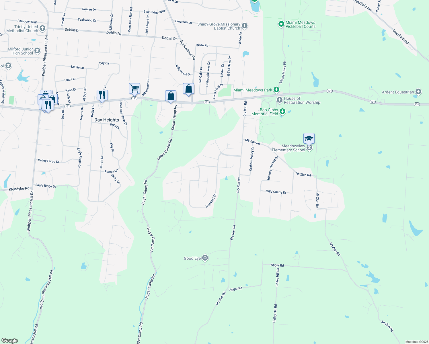 map of restaurants, bars, coffee shops, grocery stores, and more near 1076 Hayward Cir in Milford