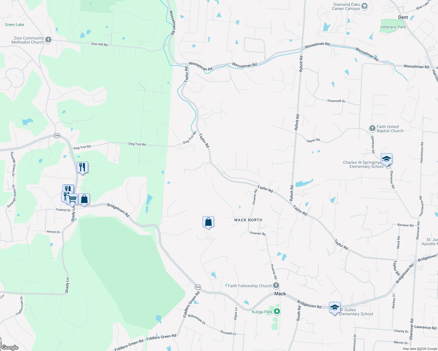 map of restaurants, bars, coffee shops, grocery stores, and more near 6909 Taylor Road in Cincinnati
