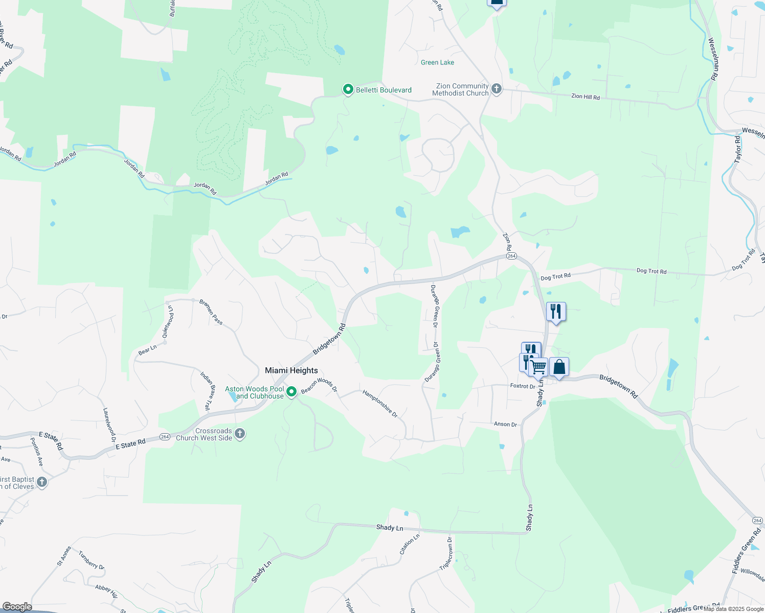 map of restaurants, bars, coffee shops, grocery stores, and more near 8167 Bridgetown Road in Cleves