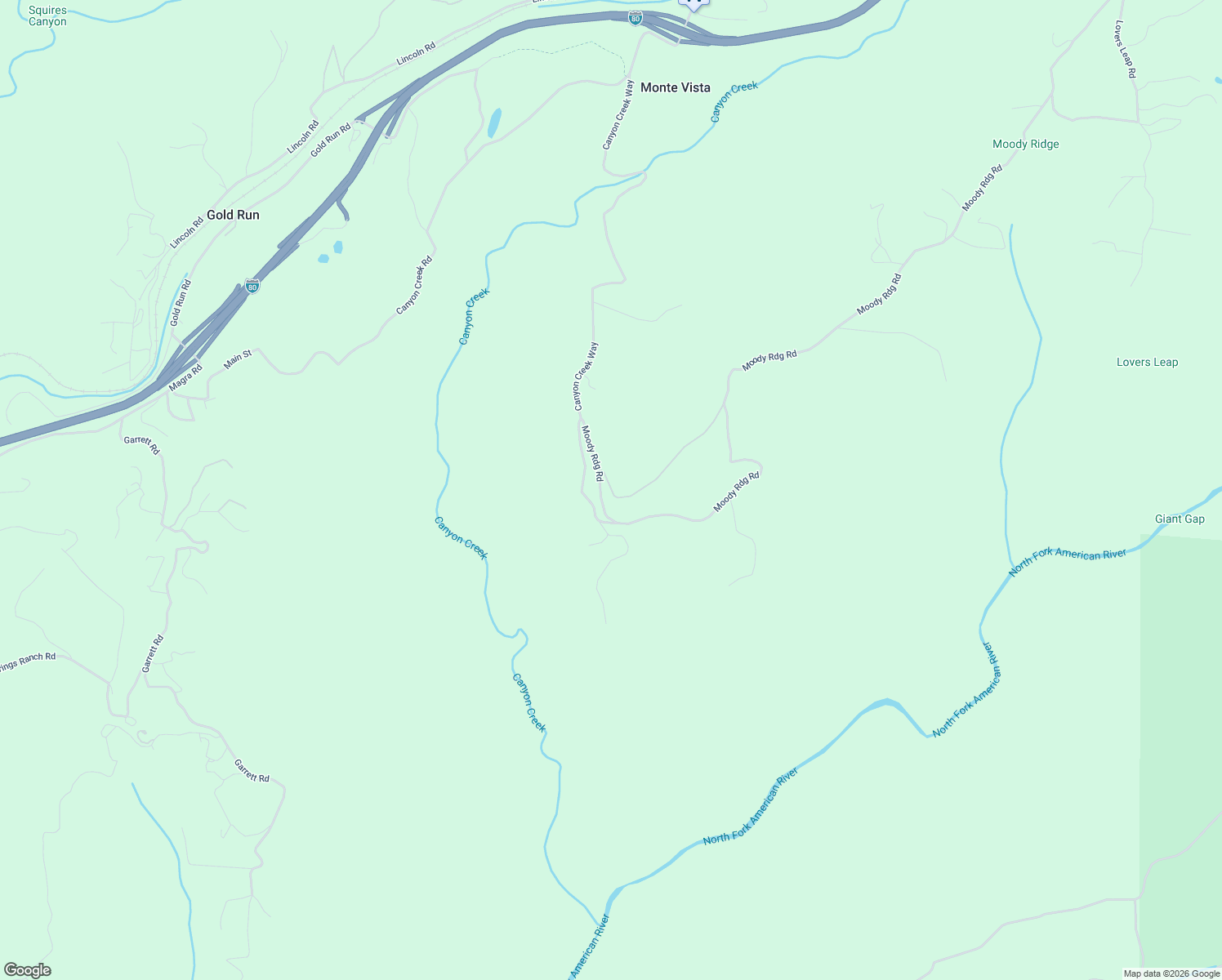 map of restaurants, bars, coffee shops, grocery stores, and more near Moody Ridge Rd in Placer