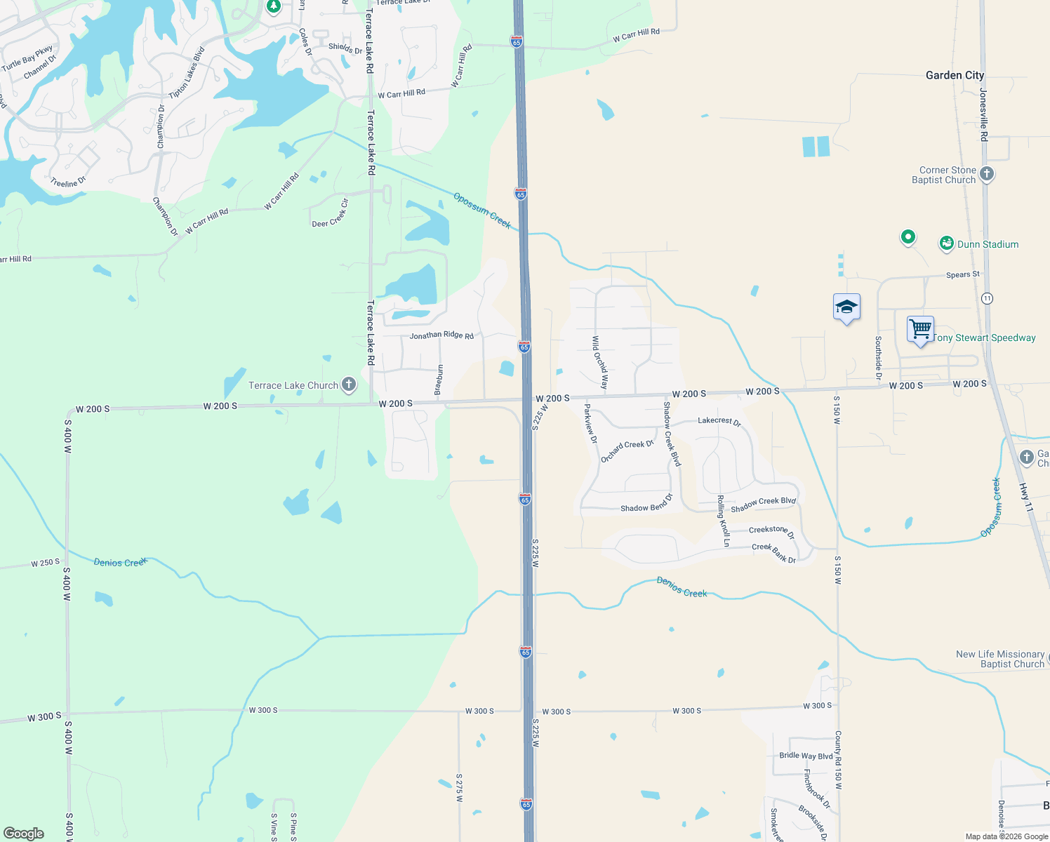 map of restaurants, bars, coffee shops, grocery stores, and more near Interstate 65 in Columbus