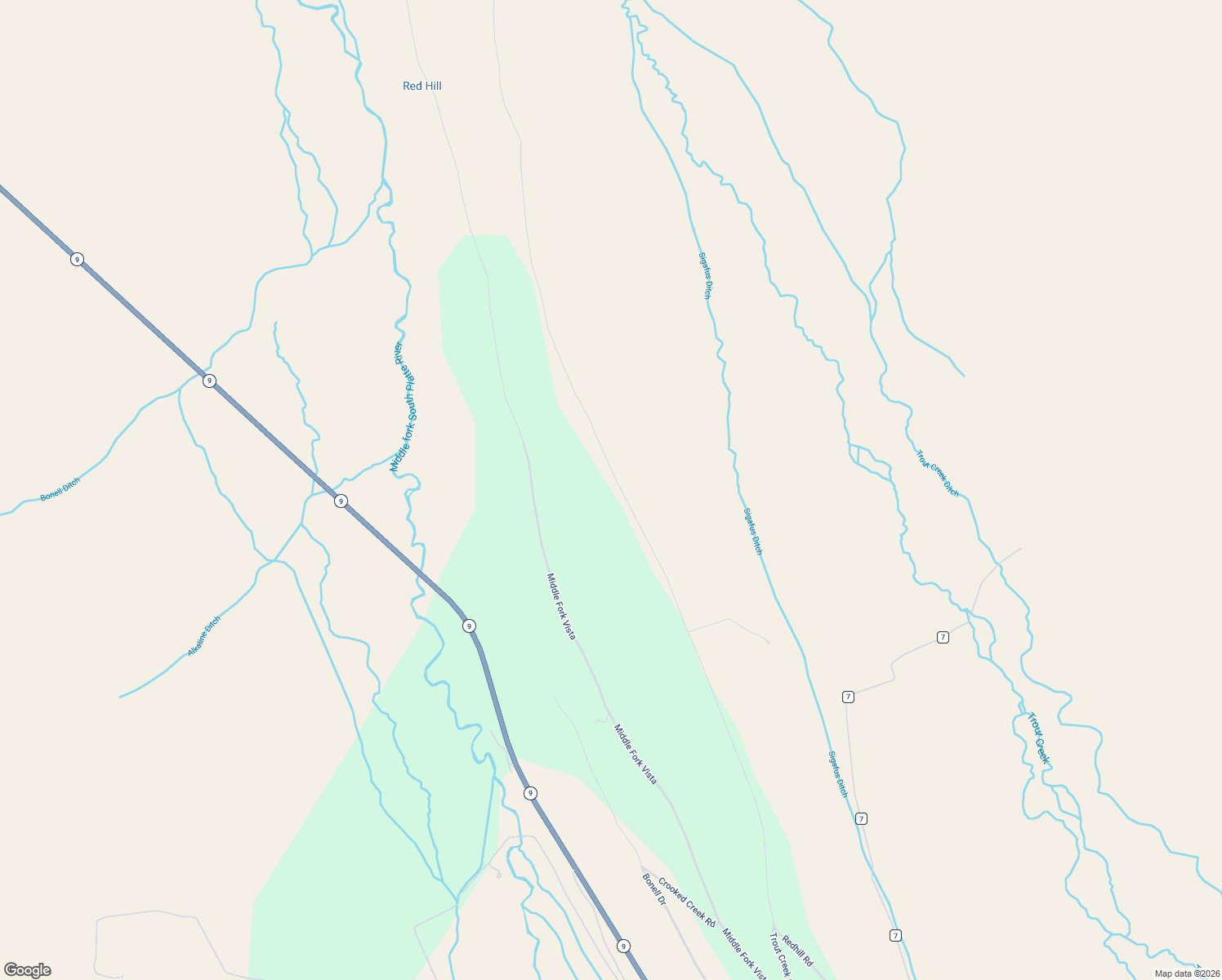 map of restaurants, bars, coffee shops, grocery stores, and more near 2402 Redhill Road in Fairplay