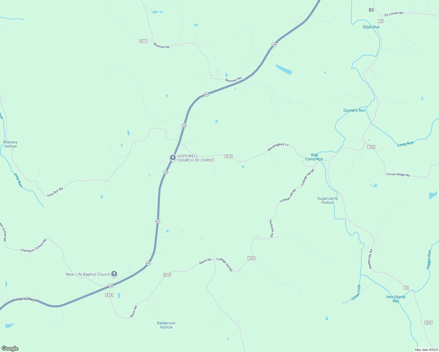 map of restaurants, bars, coffee shops, grocery stores, and more near County Route 9/13 in Washington