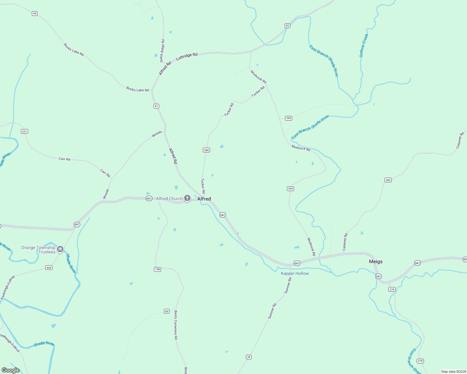 map of restaurants, bars, coffee shops, grocery stores, and more near 42184 Tucker Road in Coolville